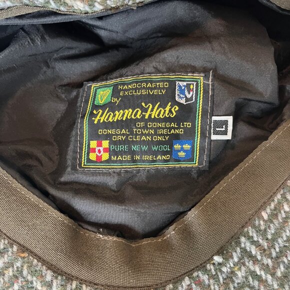 Hanna Hats Newsboy Flat Cap 100% Wool Ireland Size Large Hat Tweed Cabbie - Picture 3 of 3